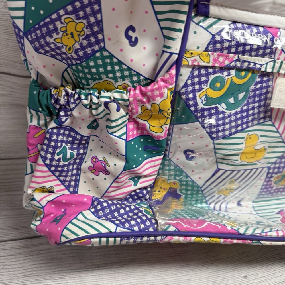 Vintage 90's Diaper Bag Babies Alley Purple Pink Patchwork With Changing Pad - Picture 7 of 12